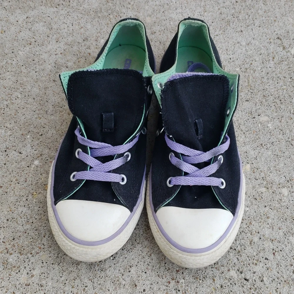 Converse Canvas Double Tongue Sneakers Classic All Star Size 4 Youth 6 Womens